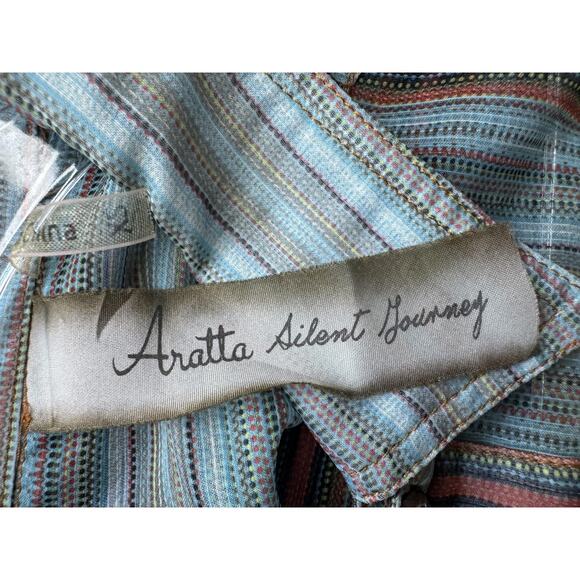 Aratta Silent Journey Shirt Womens XS Sheer Embroidered Floral Button Front Boho - Picture 6 of 12